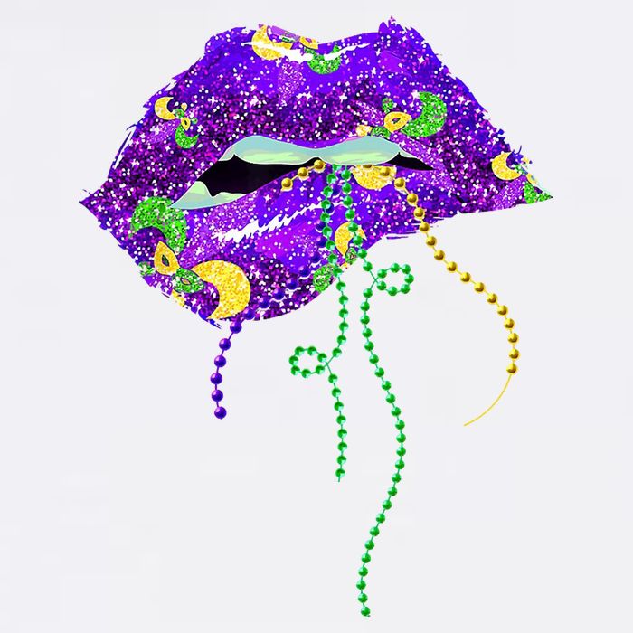 Mardi Gras Lip Beads Festive Beanie