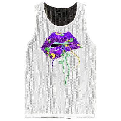 Mardi Gras Lip Beads Festive Mesh Reversible Basketball Jersey Tank