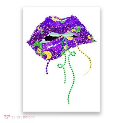 Mardi Gras Lip Beads Festive Poster