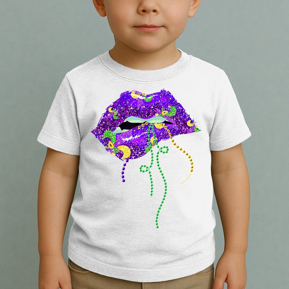 Mardi Gras Lip Beads Festive Toddler T-Shirt