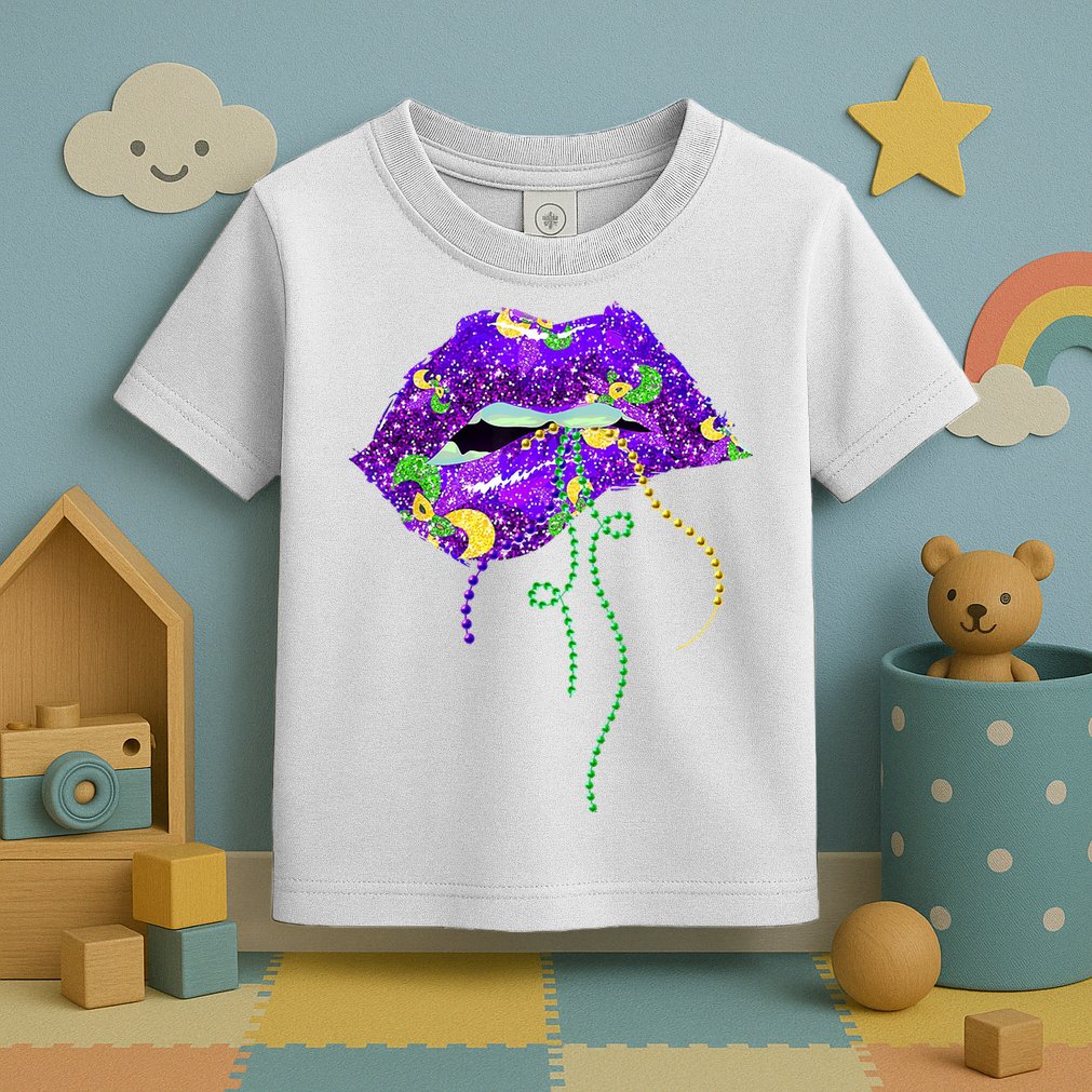 Mardi Gras Lip Beads Festive Toddler T-Shirt