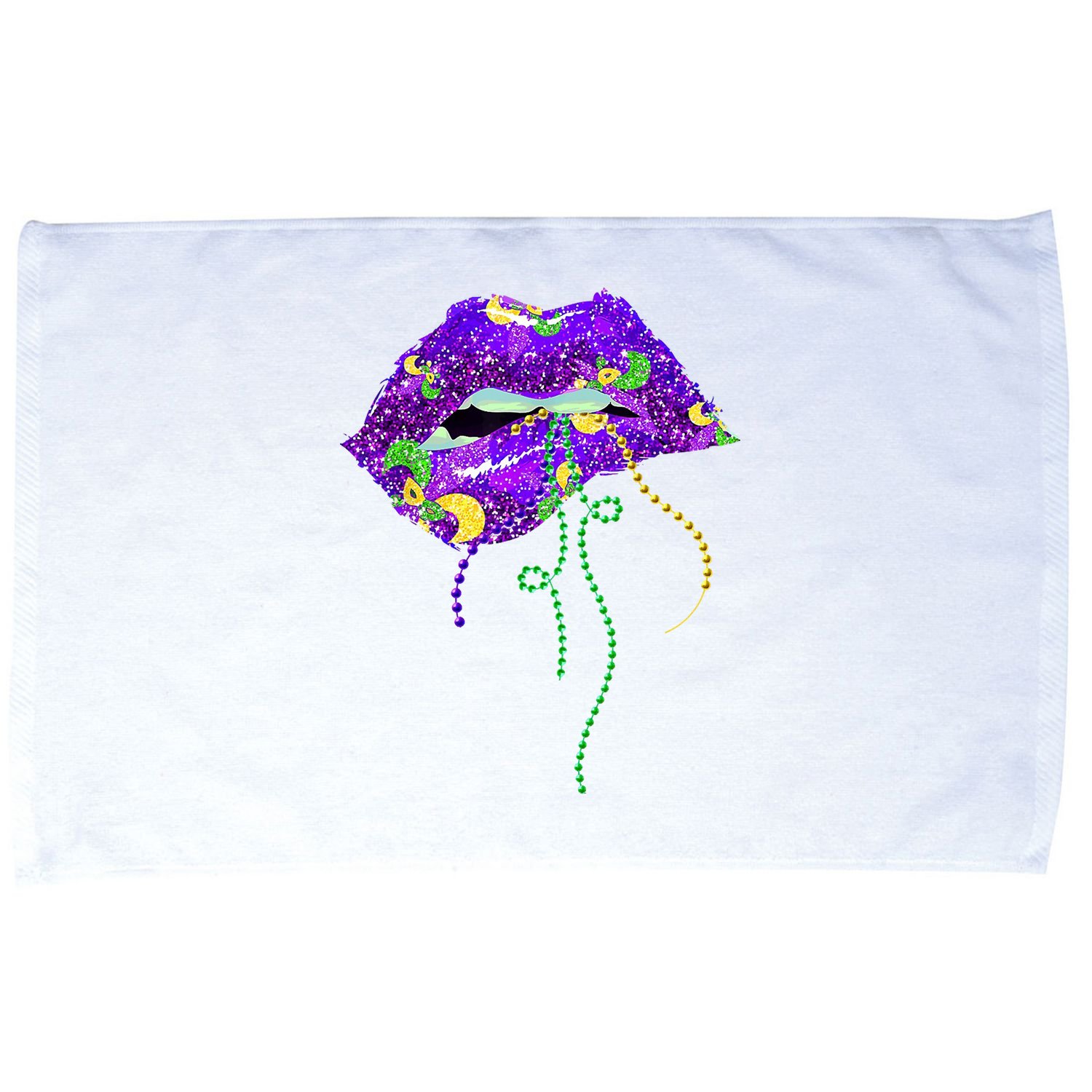 Mardi Gras Lip Beads Festive Microfiber Hand Towel