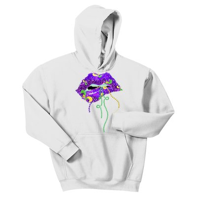 Mardi Gras Lip Beads Festive Kids Hoodie