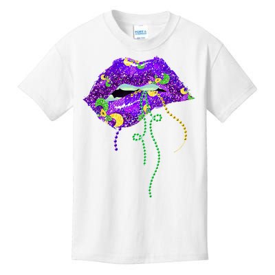 Mardi Gras Lip Beads Festive Kids T-Shirt