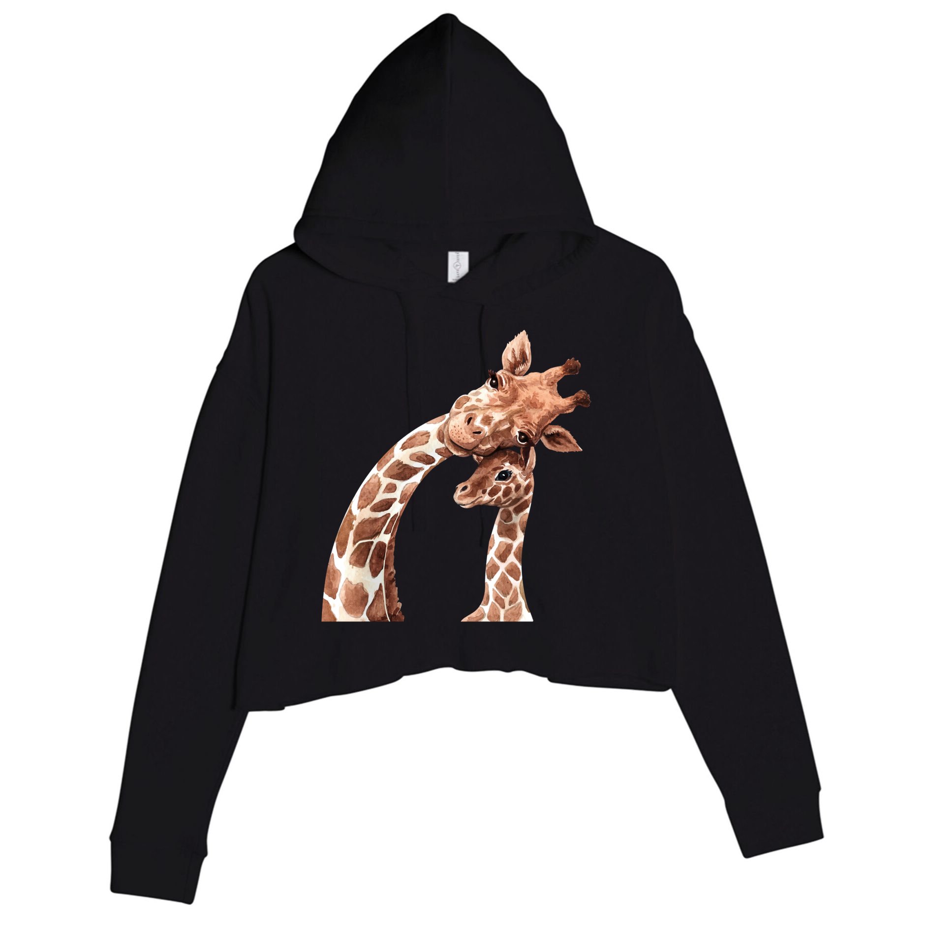 Mama Giraffe Love Gift; Protect Giraffe Gift; Gift Crop Fleece Hoodie
