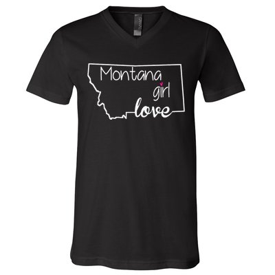 Montana Girl Love Montana State Home V-Neck T-Shirt