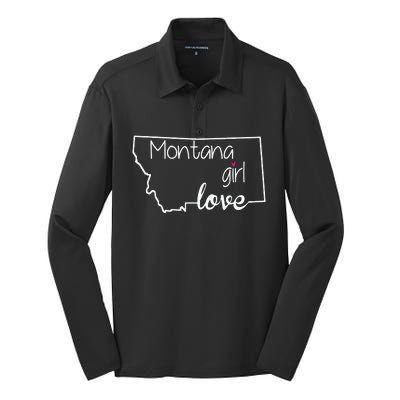 Montana Girl Love Montana State Home Silk Touch Performance Long Sleeve Polo