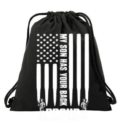 Mens Gift My Son Has Your Back Proud National Guard Dad Army Dad Gift Drawstring Bag