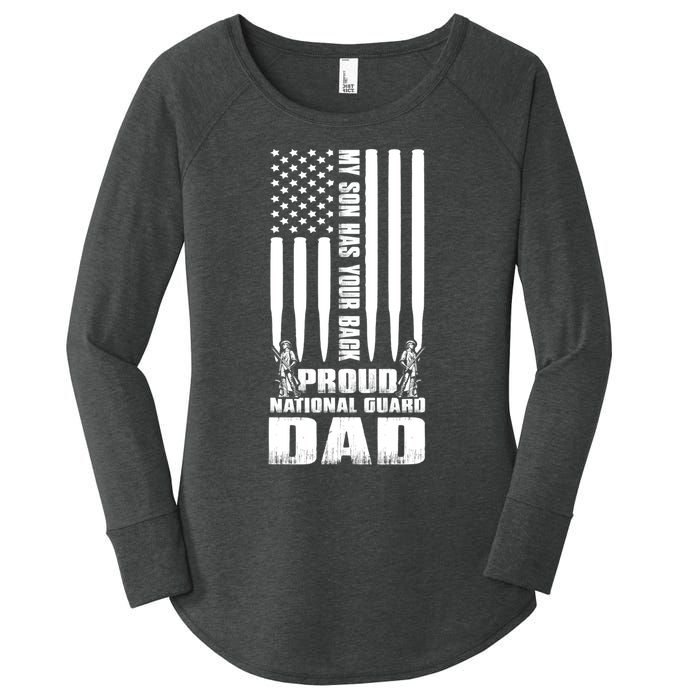 Mens Gift My Son Has Your Back Proud National Guard Dad Army Dad Gift Women's Perfect Tri Tunic Long Sleeve Shirt