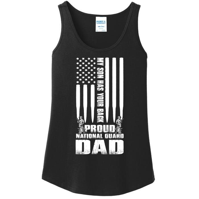 Mens Gift My Son Has Your Back Proud National Guard Dad Army Dad Gift Ladies Essential Tank