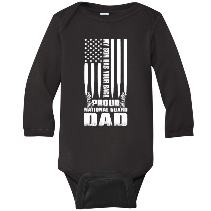 Mens Gift My Son Has Your Back Proud National Guard Dad Army Dad Gift Baby Long Sleeve Bodysuit