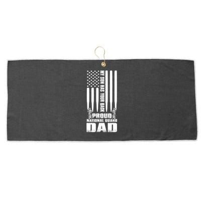 Mens Gift My Son Has Your Back Proud National Guard Dad Army Dad Gift Large Microfiber Waffle Golf Towel