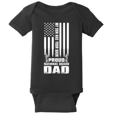 Mens Gift My Son Has Your Back Proud National Guard Dad Army Dad Gift Baby Bodysuit