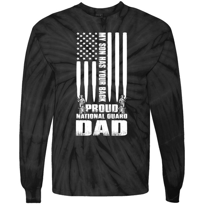 Mens Gift My Son Has Your Back Proud National Guard Dad Army Dad Gift Tie-Dye Long Sleeve Shirt