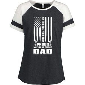 Mens Gift My Son Has Your Back Proud National Guard Dad Army Dad Gift Enza Ladies Jersey Colorblock Tee