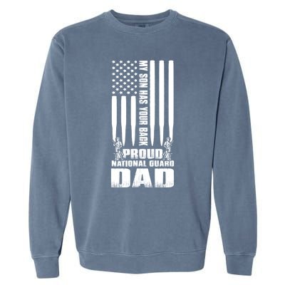 Mens Gift My Son Has Your Back Proud National Guard Dad Army Dad Gift Garment-Dyed Sweatshirt