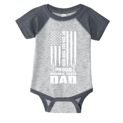 Mens Gift My Son Has Your Back Proud National Guard Dad Army Dad Gift Infant Baby Jersey Bodysuit