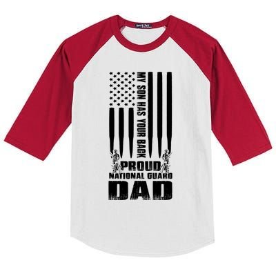 Mens Gift My Son Has Your Back Proud National Guard Dad Army Dad Gift Kids Colorblock Raglan Jersey