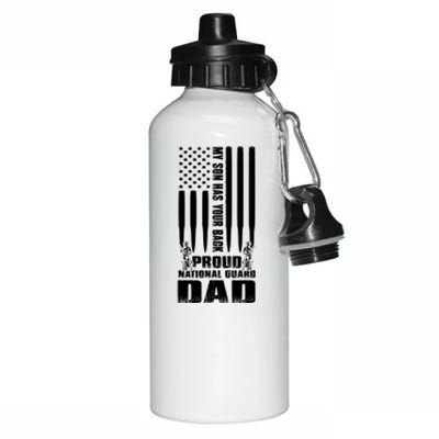 Mens Gift My Son Has Your Back Proud National Guard Dad Army Dad Gift Aluminum Water Bottle