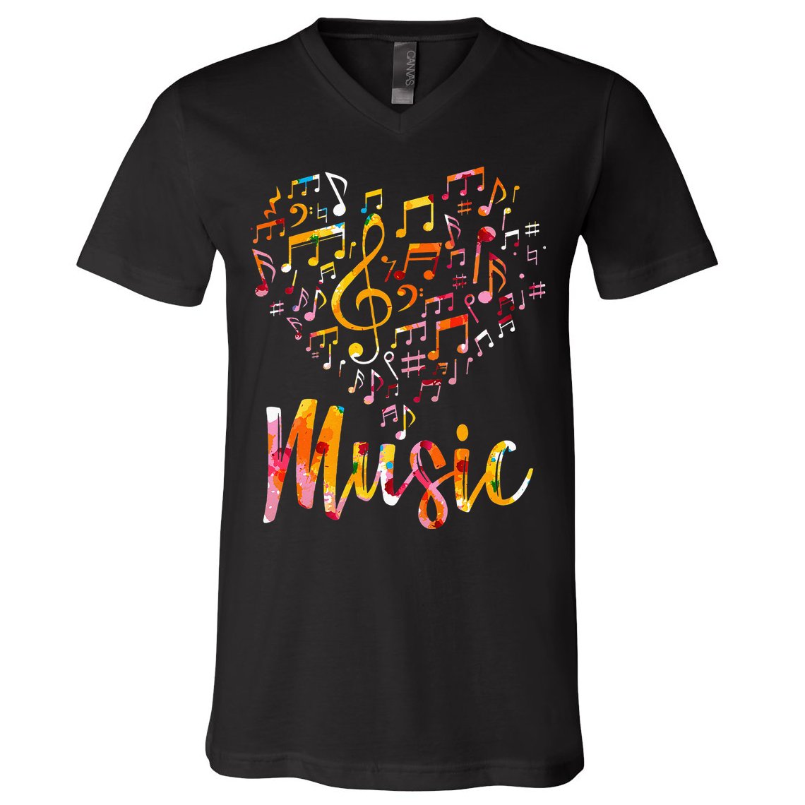 Musician Gift Musical Instrument Music Notes Treble Clef V-Neck T-Shirt