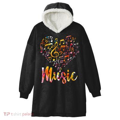 Musician Gift Musical Instrument Music Notes Treble Clef Hooded Wearable Blanket