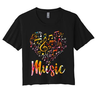 Musician Gift Musical Instrument Music Notes Treble Clef Crop Top