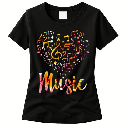 Musician Gift Musical Instrument Music Notes Treble Clef Womens T-Shirt
