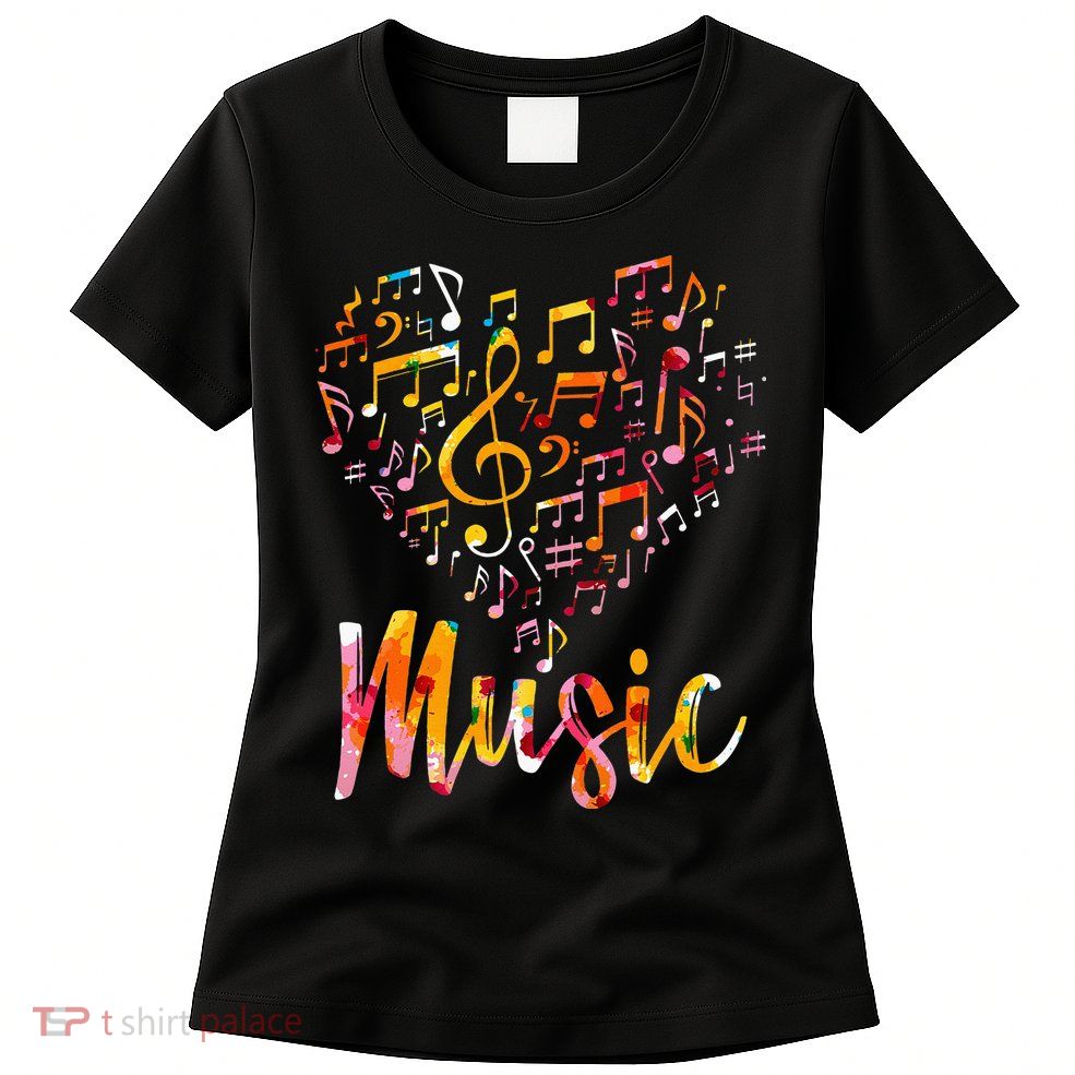 Musician Gift Musical Instrument Music Notes Treble Clef Womens T-Shirt
