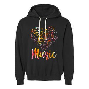 Musician Gift Musical Instrument Music Notes Treble Clef Garment-Dyed Fleece Hoodie