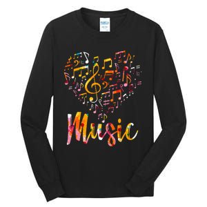 Musician Gift Musical Instrument Music Notes Treble Clef Tall Long Sleeve T-Shirt