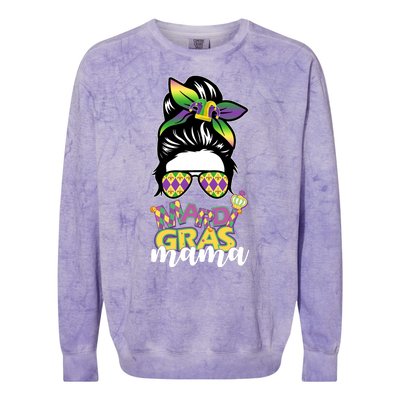 Mardi Gras Mama Hair Bun Celebration Colorblast Crewneck Sweatshirt