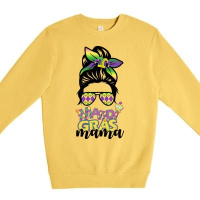 Mardi Gras Mama Hair Bun Celebration Premium Crewneck Sweatshirt