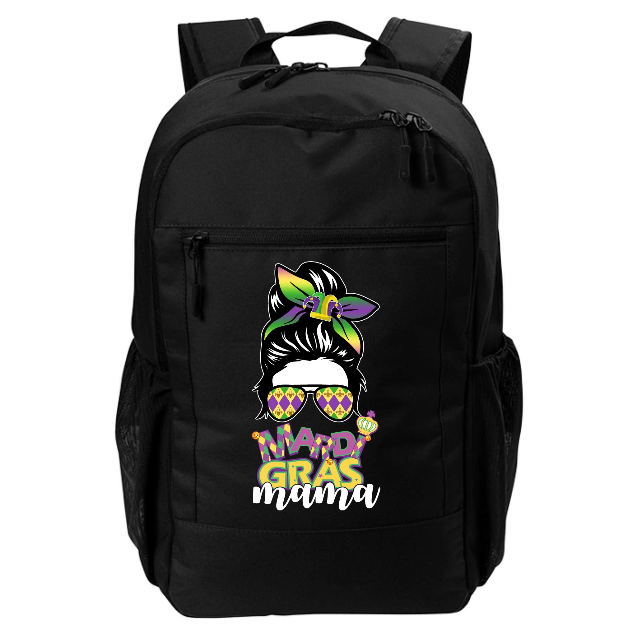 Mardi Gras Mama Hair Bun Celebration Backpack
