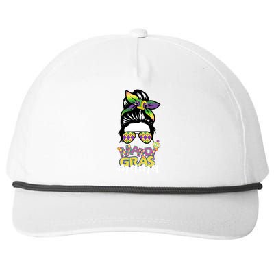 Mardi Gras Mama Hair Bun Celebration Snapback Five-Panel Rope Hat