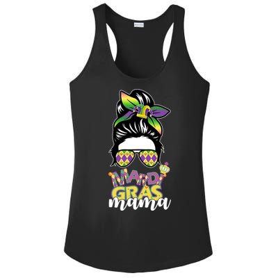 Mardi Gras Mama Hair Bun Celebration Ladies PosiCharge Competitor Racerback Tank