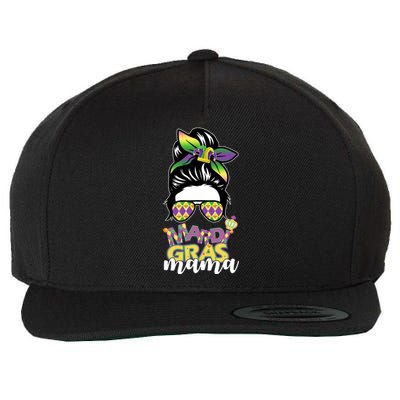 Mardi Gras Mama Hair Bun Celebration Wool Snapback Cap