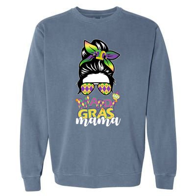 Mardi Gras Mama Hair Bun Celebration Garment-Dyed Sweatshirt