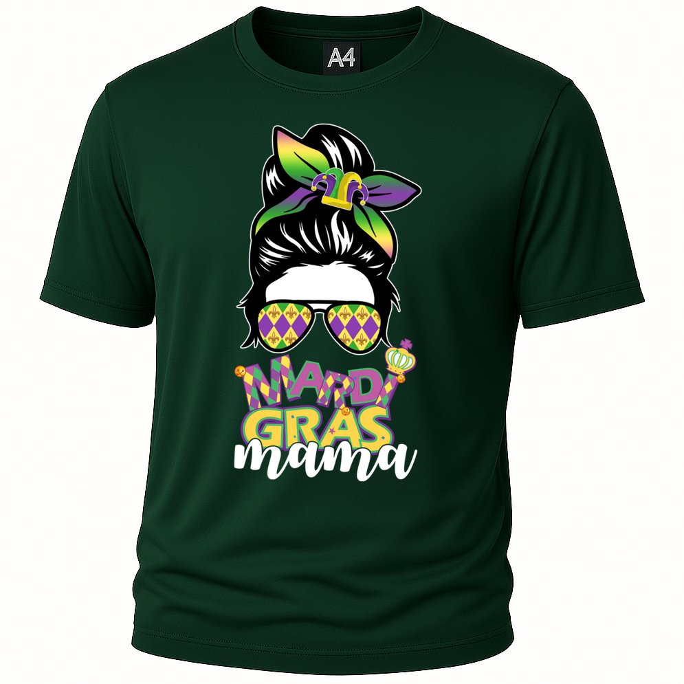 Mardi Gras Mama Hair Bun Celebration Cooling Performance Crew T-Shirt