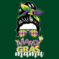 Mardi Gras Mama Hair Bun Celebration Cooling Performance Crew T-Shirt