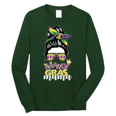 Mardi Gras Mama Hair Bun Celebration Long Sleeve Shirt