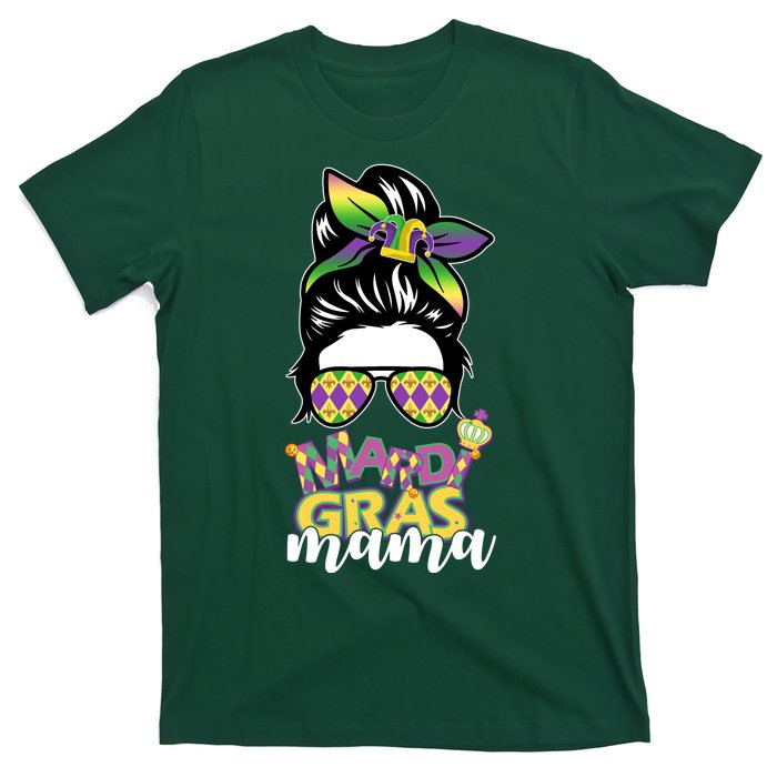 Mardi Gras Mama Hair Bun Celebration T-Shirt