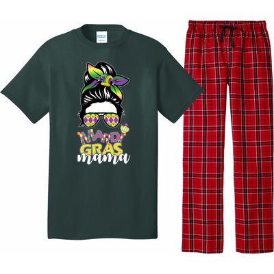 Mardi Gras Mama Hair Bun Celebration Pajama Set