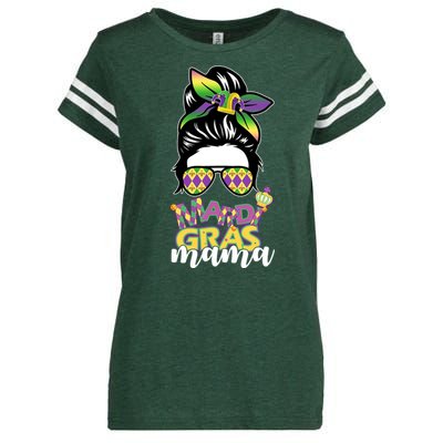 Mardi Gras Mama Hair Bun Celebration Enza Ladies Jersey Football T-Shirt