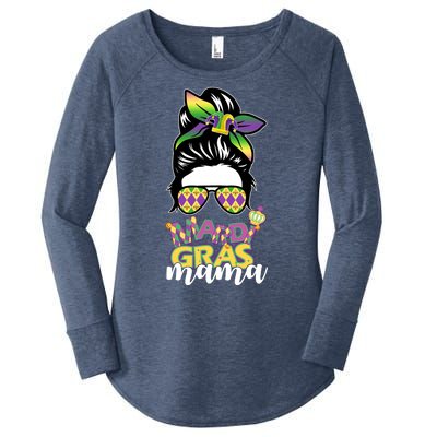 Mardi Gras Mama Hair Bun Celebration Women's Perfect Tri Tunic Long Sleeve Shirt