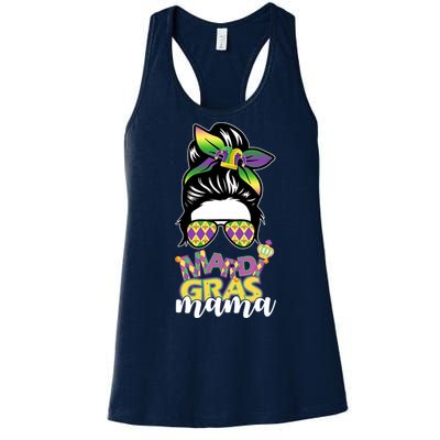 Mardi Gras Mama Hair Bun Celebration Women's Racerback Tank