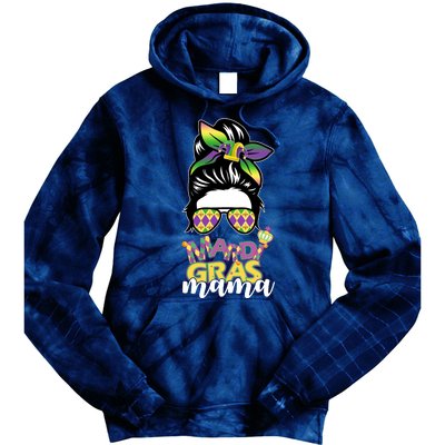 Mardi Gras Mama Hair Bun Celebration Tie Dye Hoodie