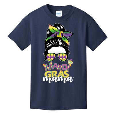 Mardi Gras Mama Hair Bun Celebration Kids T-Shirt