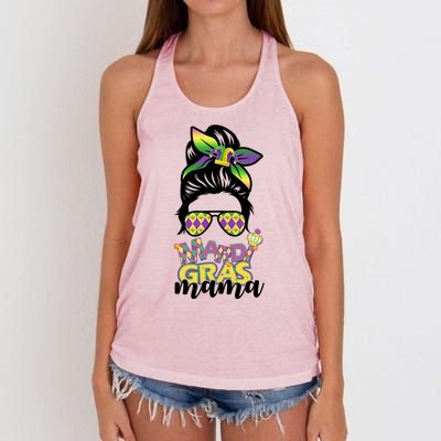 Mardi Gras Mama Hair Bun Celebration Women's Knotted Racerback Tank