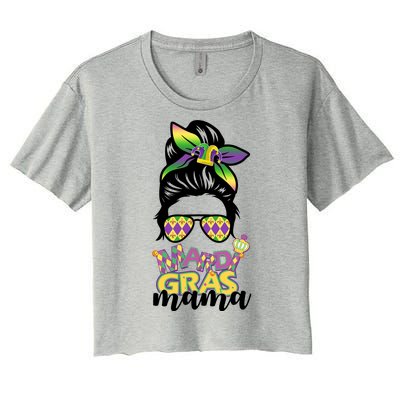 Mardi Gras Mama Hair Bun Celebration Women's Crop Top Tee