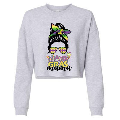 Mardi Gras Mama Hair Bun Celebration Cropped Pullover Crew